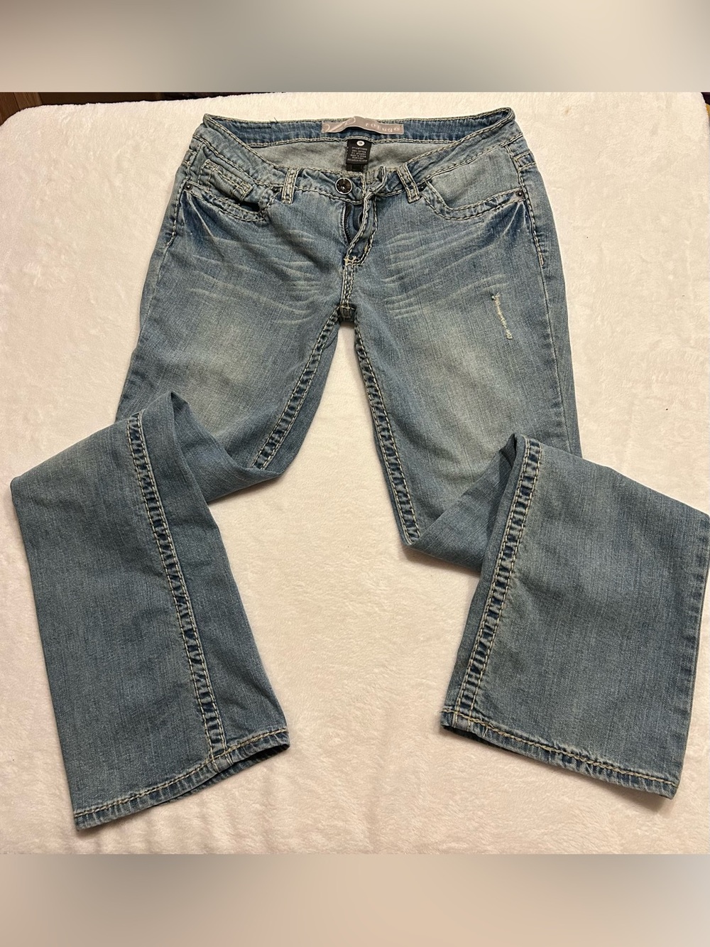 Refuge Women's Bootcut  Y2K Jeans Blue Medium Wash Stretch Slim Fit Size 9